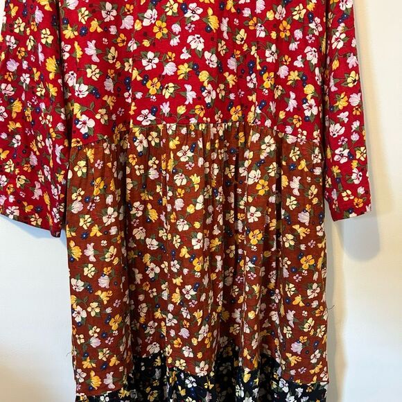 Ulla Popken Womens Sz 20/22 maxi Dress tiered peasant Lagan cottagecore boho tea - Picture 13 of 14